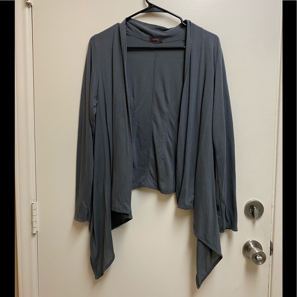 Dark Grey Fitted Cut Long Front Cardigan